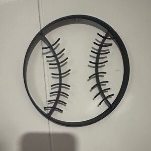 Black metal softball/baseball wall decor